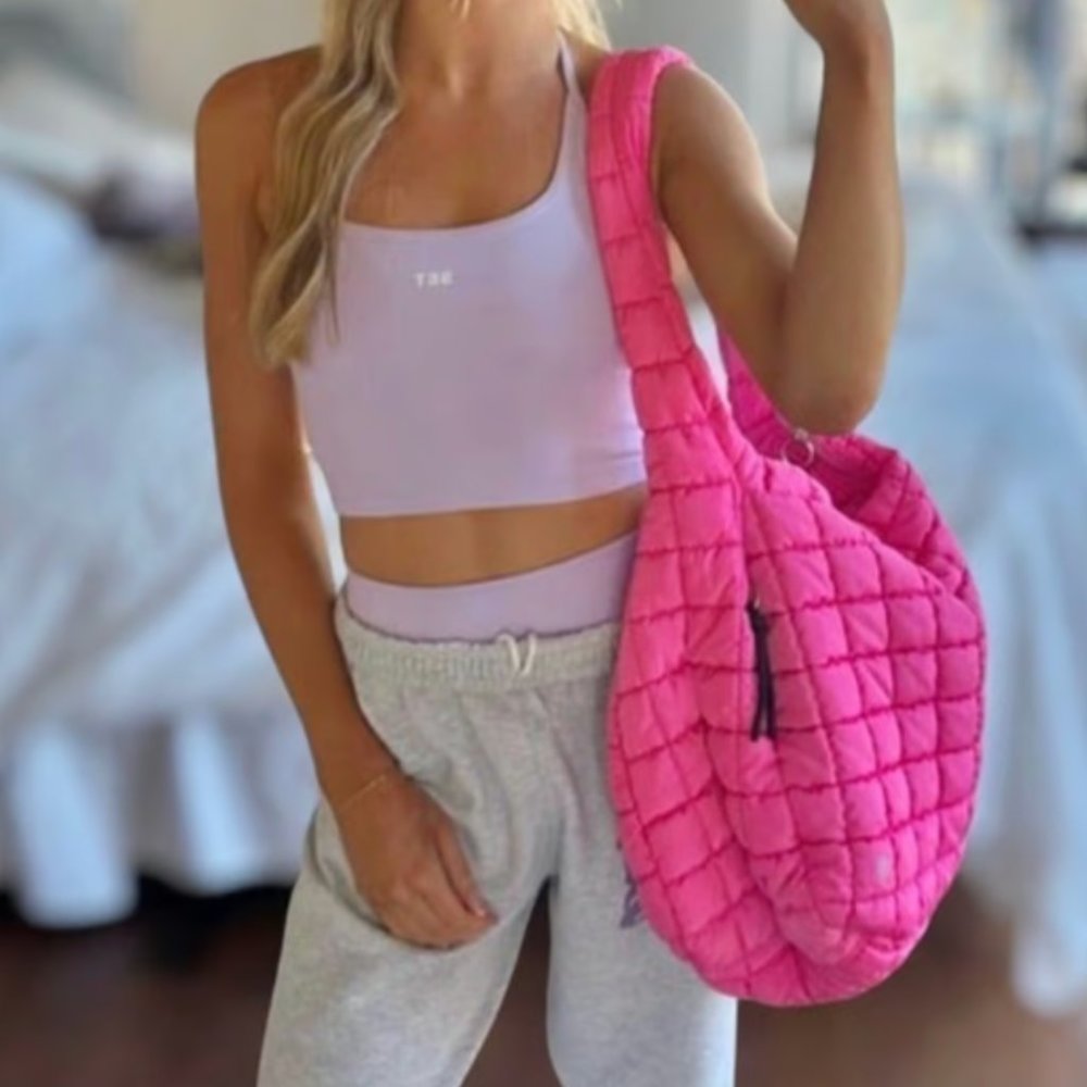 Free People Pink Bubblegum Quilted Carryall - Factory Sealed - NWT - Picture 9 of 17